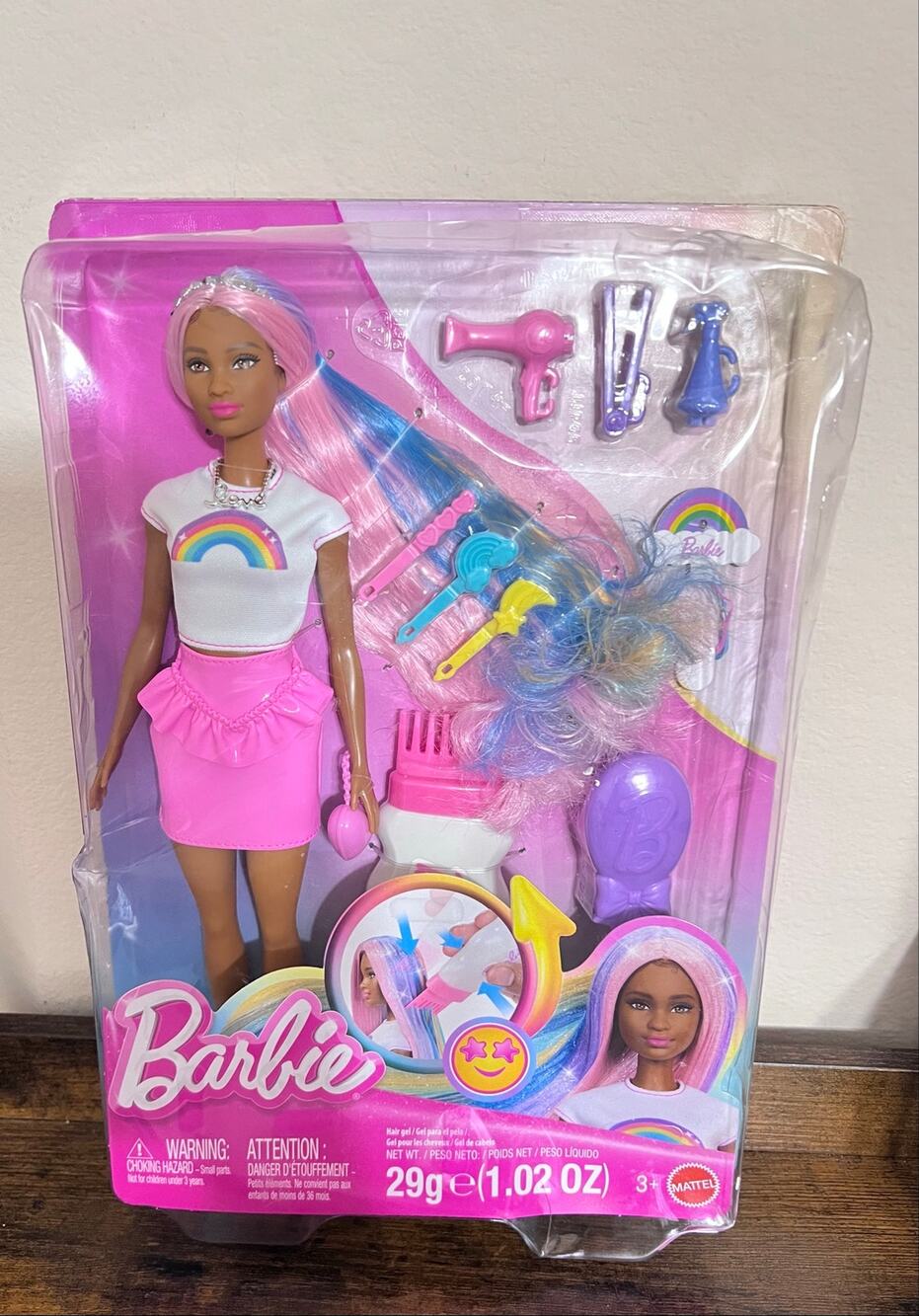 Mattel Barbie  Rainbow Sparkle Hair Barbie- Brown Hair New